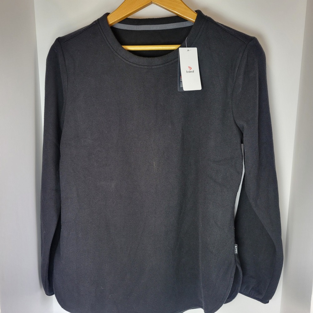 Baleaf Black Fleece Crew Neck Long Sleeve Top Curved Hem Medium NWT